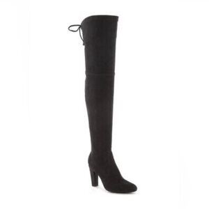 Unisa Saranaa Black Over the Knee Boots with Chunky Heel and Lace Top Size 8.5